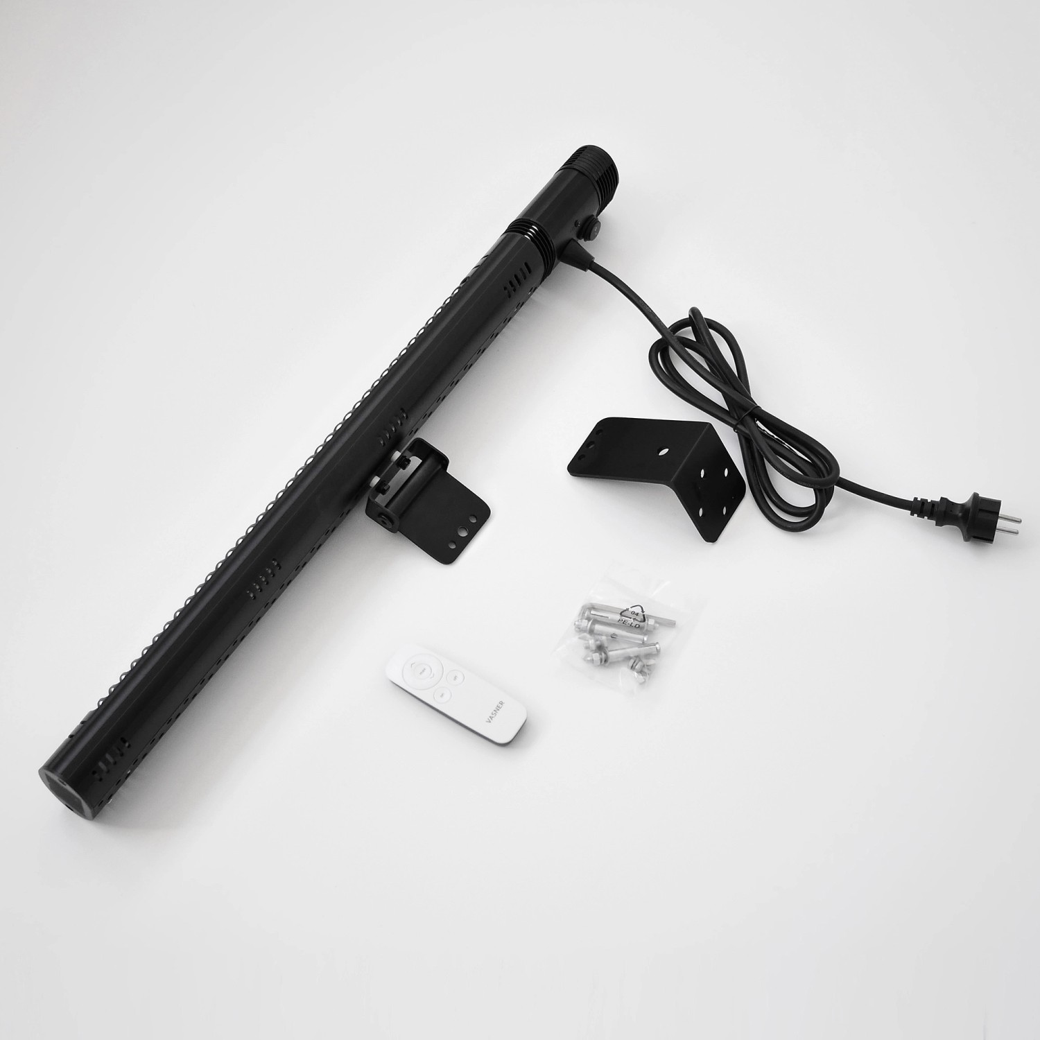 VASNER SlimLine X20 Infrarot-Heizstrahler, 2000W, schwarz, mit Zubehör und Fernbedienung.