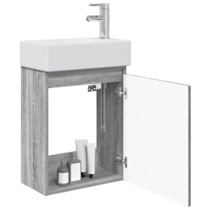 vidaXL Badezimmer Waschtischunterschrank mit Wasserhahn Grau Sonoma 889457