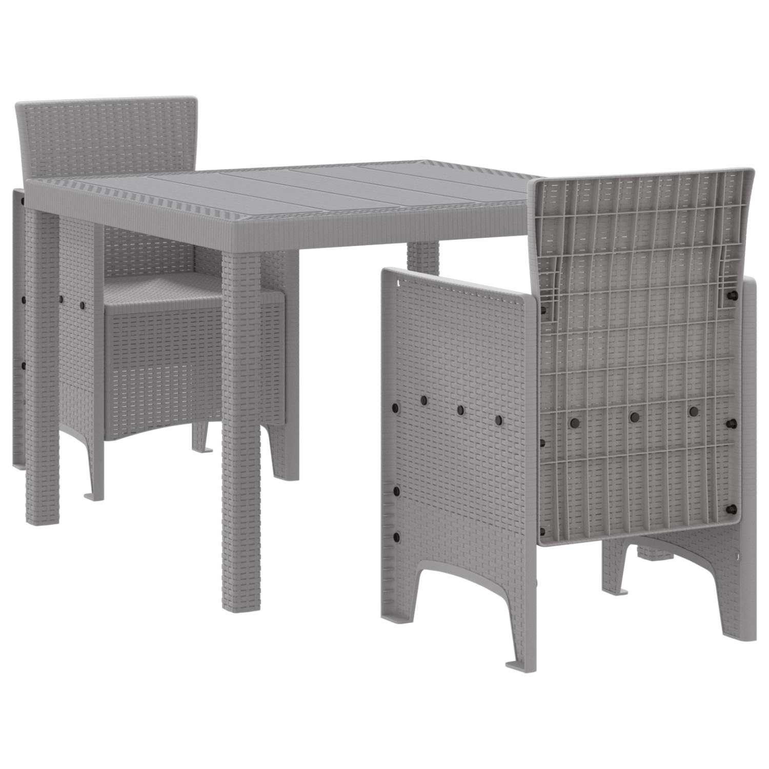 vidaXL 3-tlg Garten-Essgruppe Hellgrau Poly Rattan 3378687 günstig online kaufen