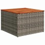Grauer vidaXL Gartenmöbel-Hocker/Tisch aus Polyrattan mit Holzplatte.