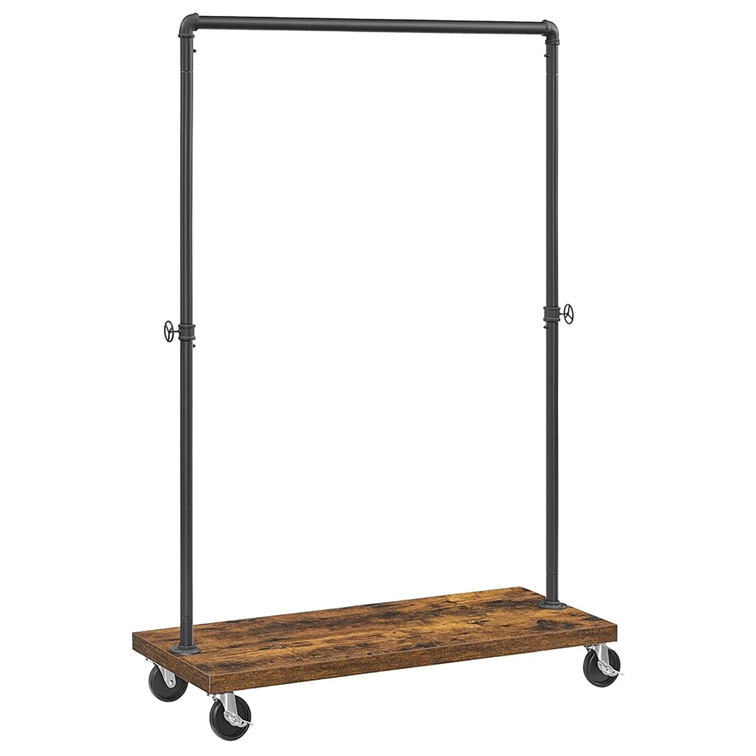 Songmics Kleiderständer Dalson mit Rollen und Ablage Braun-Schwarz