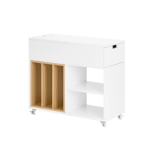 SoBuy Beistelltisch Druckertisch mit Rollen Couchtisch Aktenschrank FBT134-W