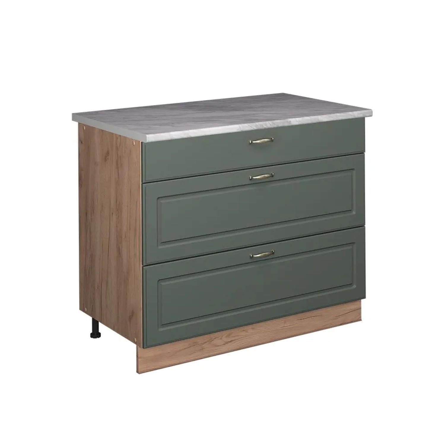 Vicco Küchenunterschrank Fame-Line Grün-Gold Landhaus/Goldkraft Eiche 100 x 82 AP Marmor Art Nr 62047