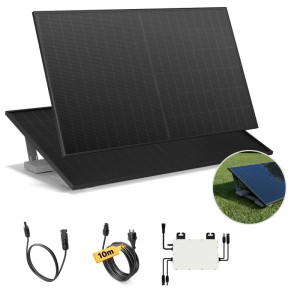 Solakon Balkonkraftwerk 1000W Solaranlage mit Gartenhalterung Steckerfertig Komplettset Photovoltaik 800W Kabellänge 10m