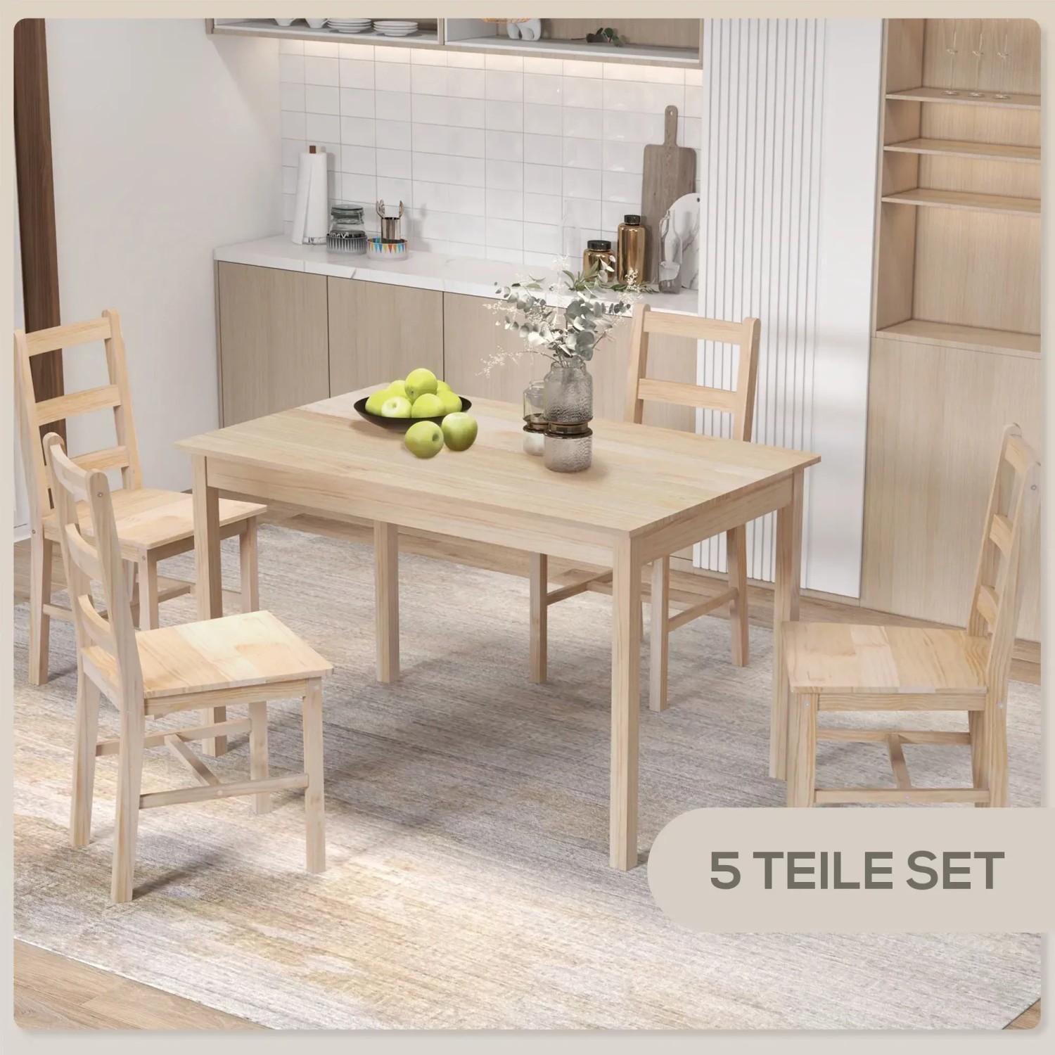 HOMCOM Esstisch mit Stühlen für 4 Personen Kiefer 118 x 73 x 75 cm kaufen bei OBI