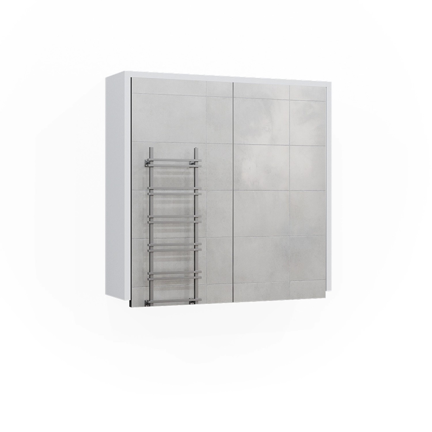 Vicco Badspiegelschrank Maltin Weiß/Anthrazit 60 x 58 cm mit Zwei Spiegeltüren