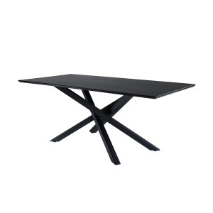 Schwarzer ebuy24 Piazza Esstisch (90x180cm) mit modernem Kreuzfußgestell.