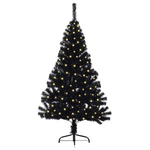 vidaXL Künstlicher Vorbeleuchteter Weihnachtsbaum Schwarz 150 cm PVC 3397124