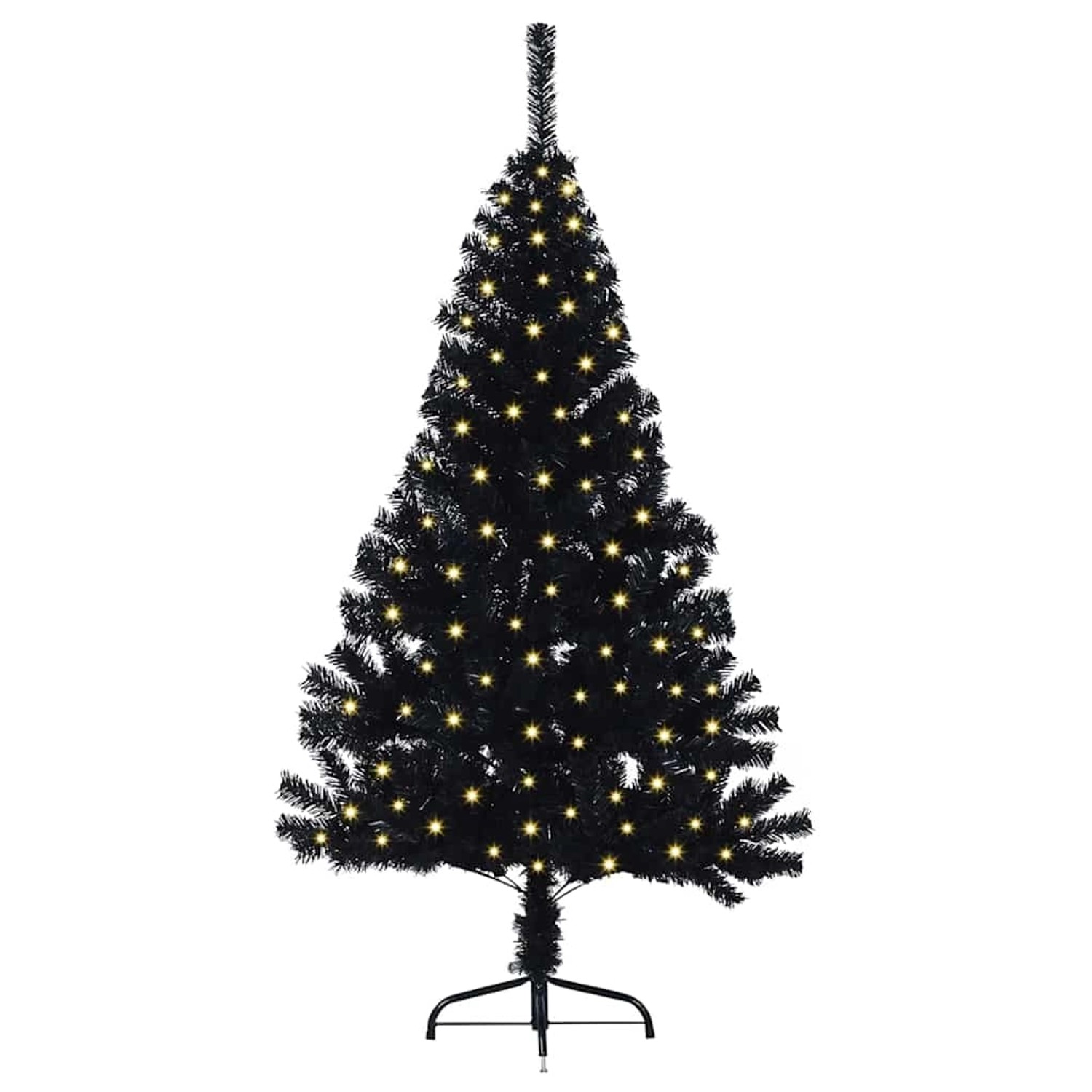 vidaXL Künstlicher Vorbeleuchteter Weihnachtsbaum Schwarz 150 cm PVC 3397124