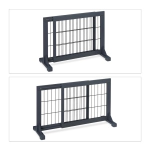 Relaxdays Absperrgitter Kiefernholz Stahl Grau Schwarz Ausziehbar Freistehend 56 cm x 70-108 cm x 32 cm 3,7 kg