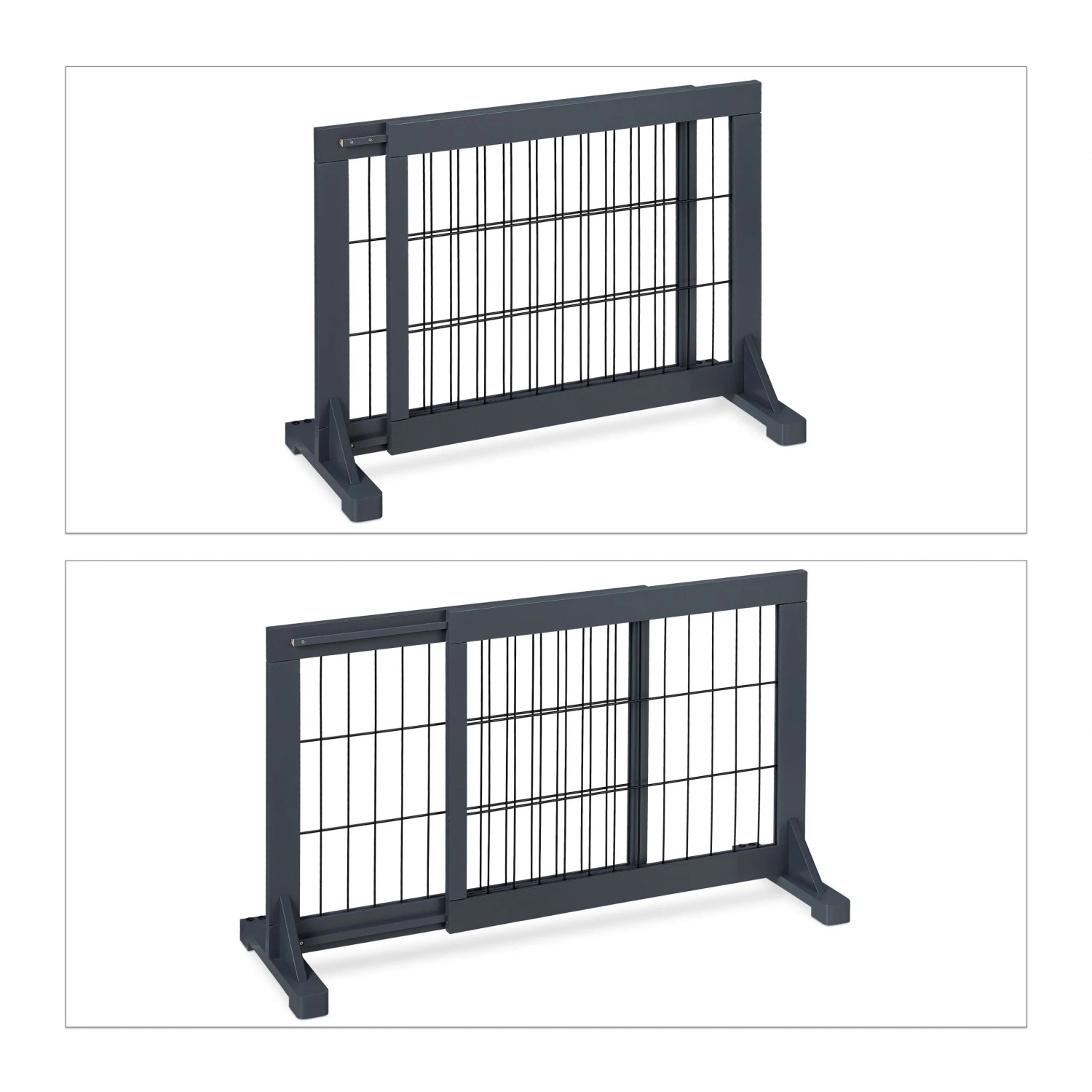 Relaxdays Absperrgitter Kiefernholz Stahl Grau Schwarz Ausziehbar Freistehend 56 cm x 70-108 cm x 32 cm 3,7 kg