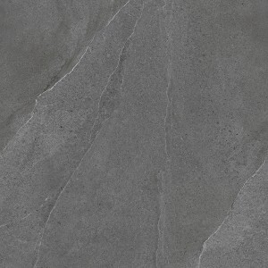 Dunkelgraue Bodenfliese Feinsteinzeug Burlington, 60x60 cm, matte Natursteinoptik.