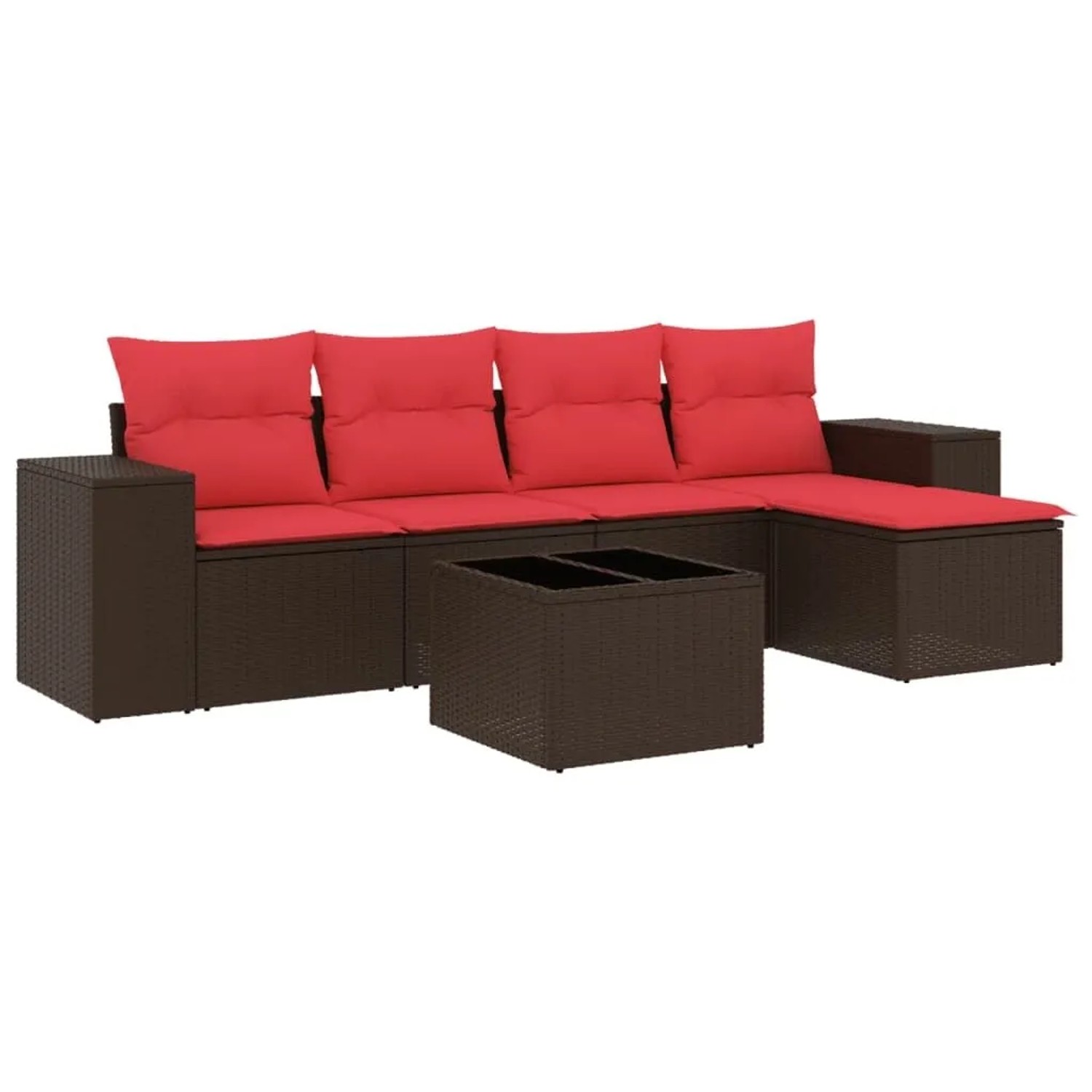 vidaXL 6-Tlg Gartensofa-Set mit Kissen Braun Polyrattan 3222503
