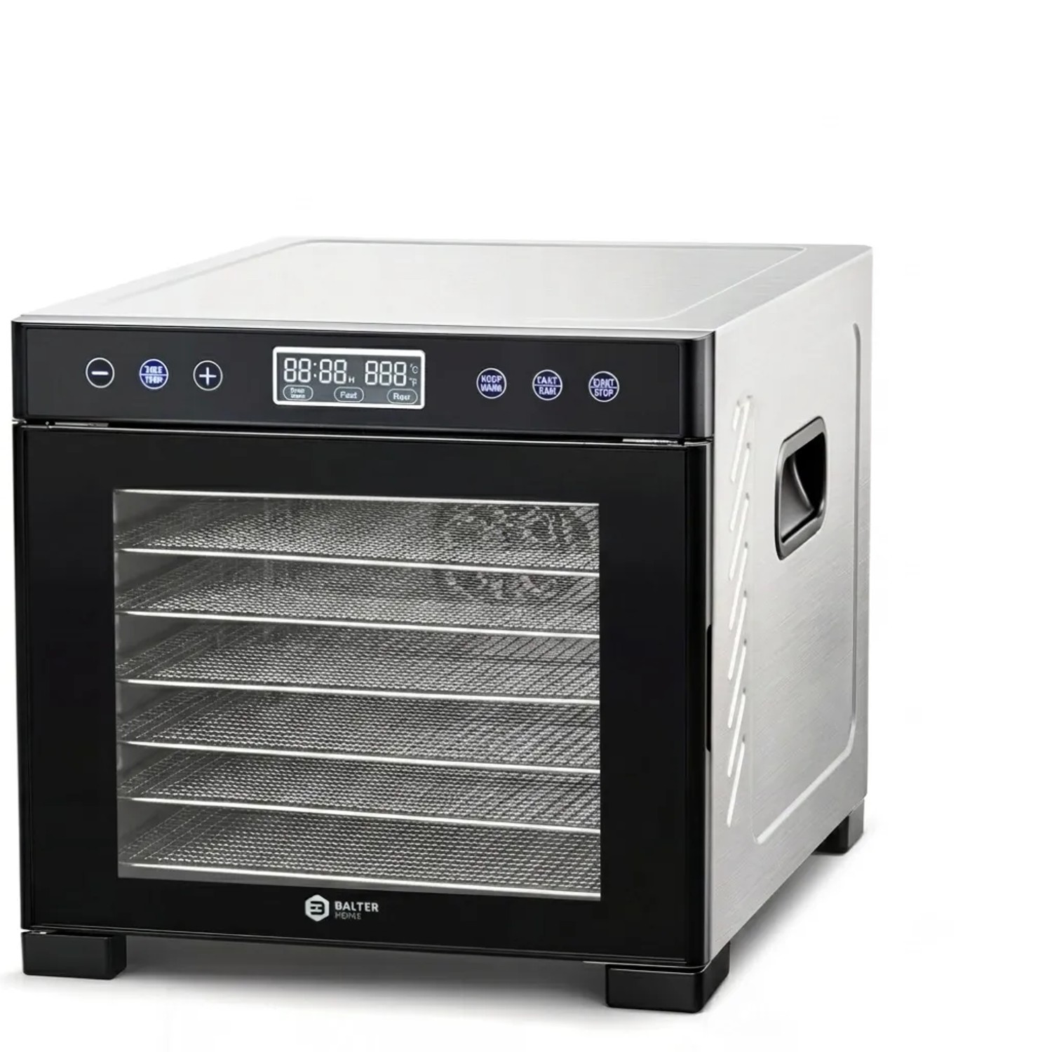 Balter Dörrautomat Edelstahl mit 7 Etagen 600 W Dörrgerät LED-Display Temperaturregelung Dehydrator BPA Frei
