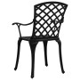 Schwarzer Gartenstuhl aus Aluminiumguss, Teil des 3-tlg. Bistro-Sets.