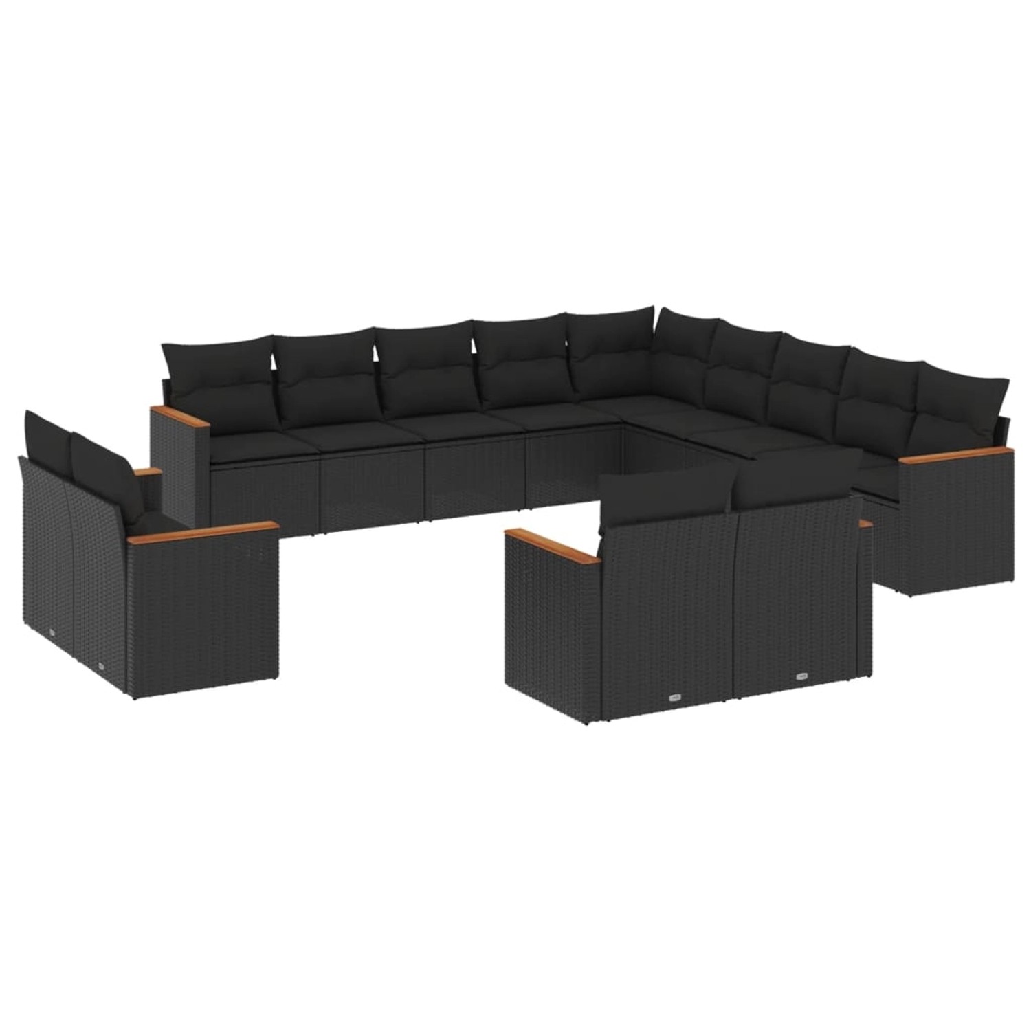 vidaXL 13-tlg Garten-Sofagarnitur mit Kissen Schwarz Poly Rattan Modell 67 günstig online kaufen