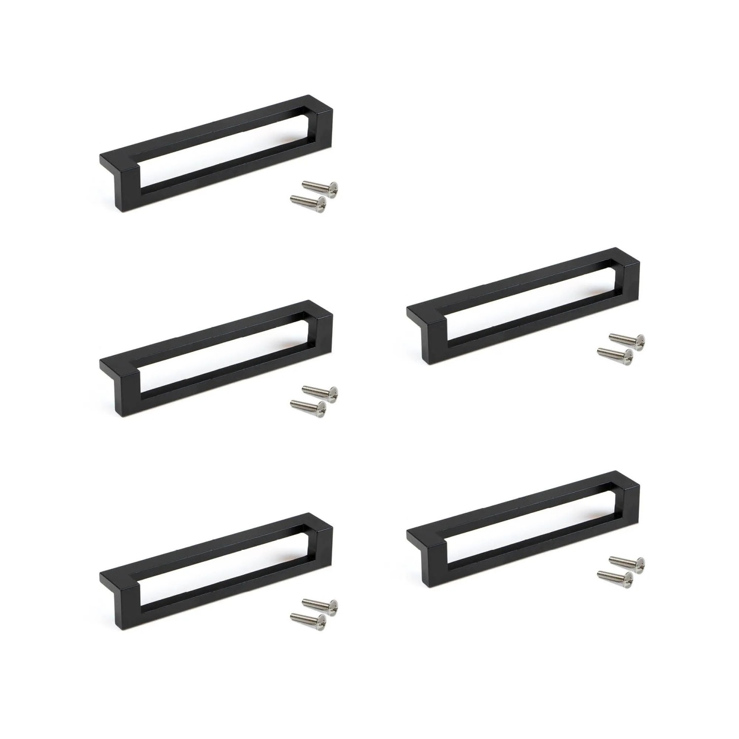 Emuca Lot von 5 Möbelgriffe Xirivella L160 mm 128 mm AChsenabstand Aluminium Schwarz Eloxiert