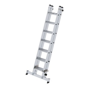 PROREGAL Stufen-Schiebeleiter, 2-teilig, mit Traverse, 2x7 Stufen, aus Aluminium.
