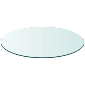 Transparente, runde DELUKE Tischplatte aus Glas (Ø 80cm, 10mm dick) für Tische.