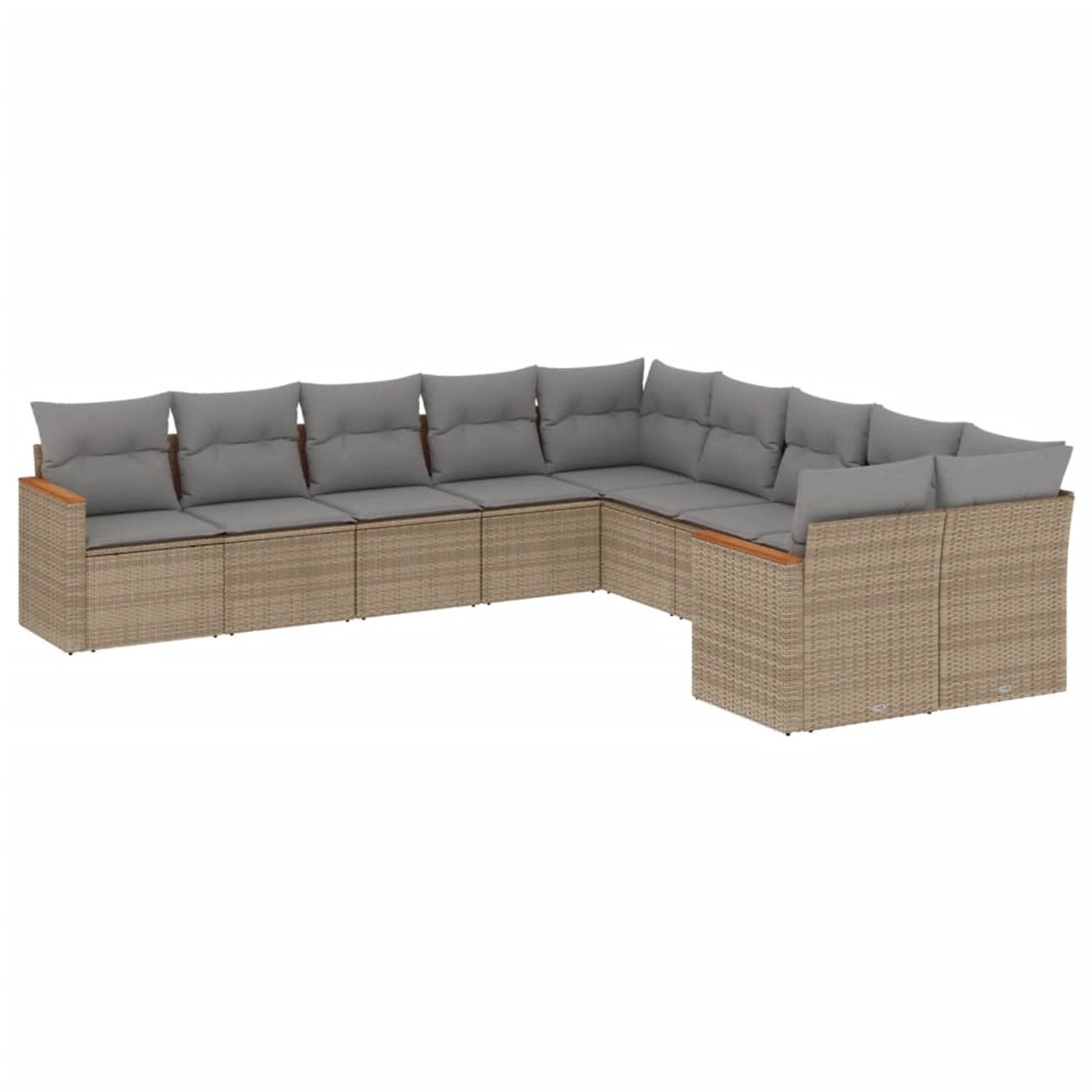 vidaXL 10-Tlg Garten-Sofagarnitur mit Kissen Beige Poly Rattan 3226353