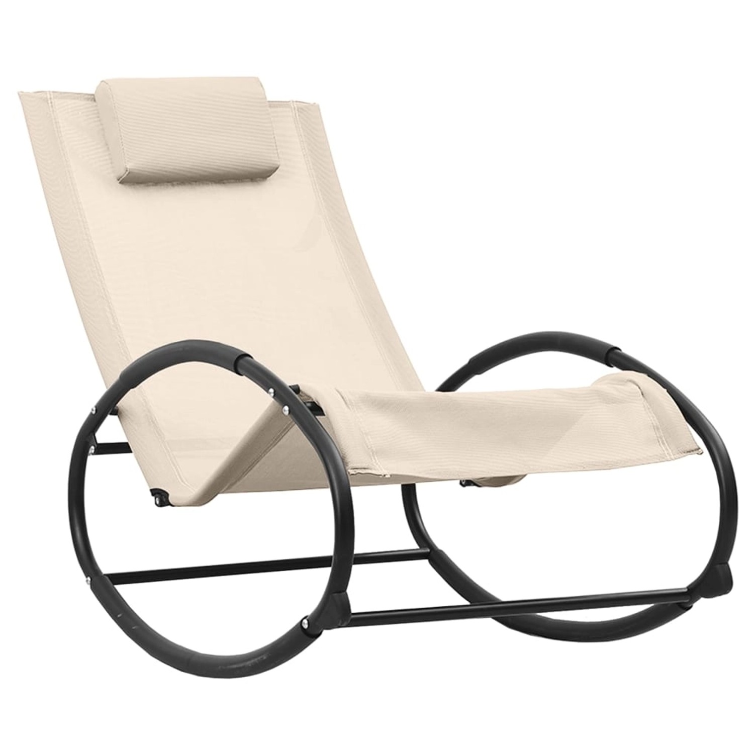 furnicato Sonnenliege mit Kissen Stahl und Textilene Creme günstig online kaufen