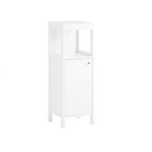 Weißer SoBuy Badschrank (BZR186-W) mit Tür und offenem Fach, ideal als Badkommode oder Flurschrank.
