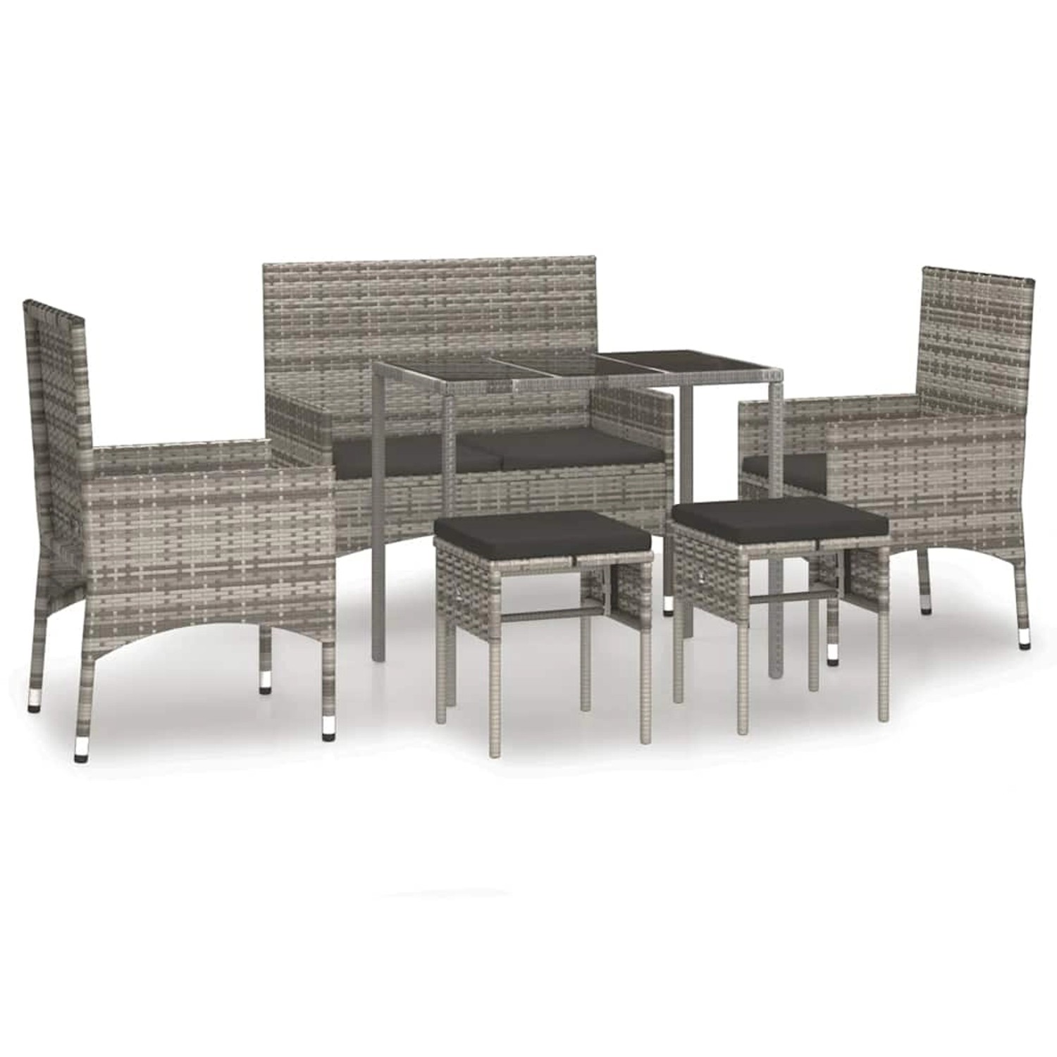 vidaXL 6-Tlg Garten-Lounge-Set mit Kissen Grau Poly Rattan 319509