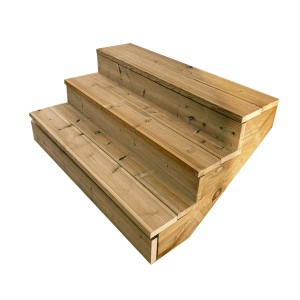 Vinuovo Gartentreppe aus Holz, 3 Stufen, 120cm breit, mit Setzstufen.