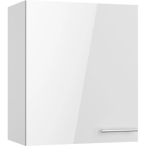 Weißer Optifit Rurik986 Küchen-Hängeschrank, 60 cm breit, mit Edelstahlgriff.