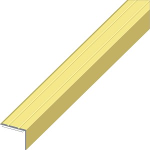 Selbstklebendes Parkettabschlussprofil aus Aluminium, 8 mm, 2 m, in Messingoptik.