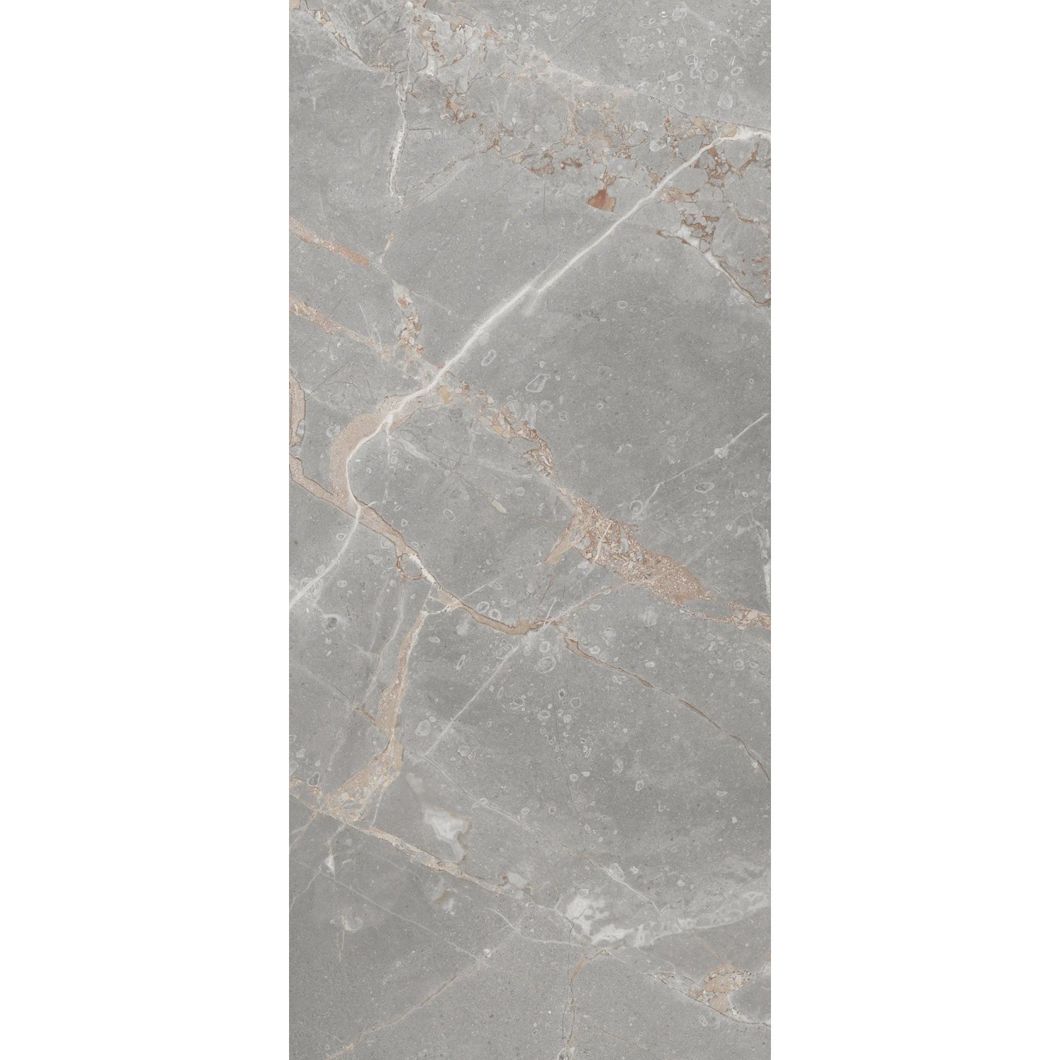 Matte, graue Feinsteinzeug Bodenfliese 60x31 cm mit Marmor Optik für Innenräume.