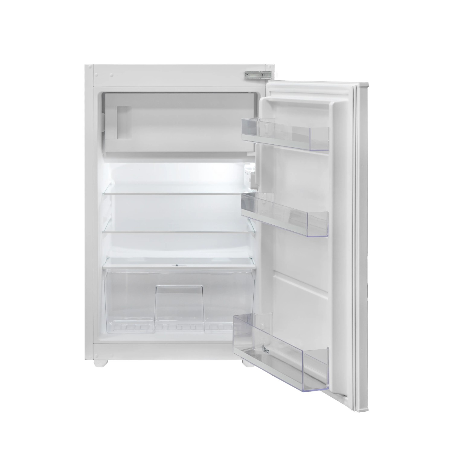 Flex-Well Kühlschrank-Umbau mit geöffnetem, weißen PKM KS 120.4A+ Einbaukühlschrank.