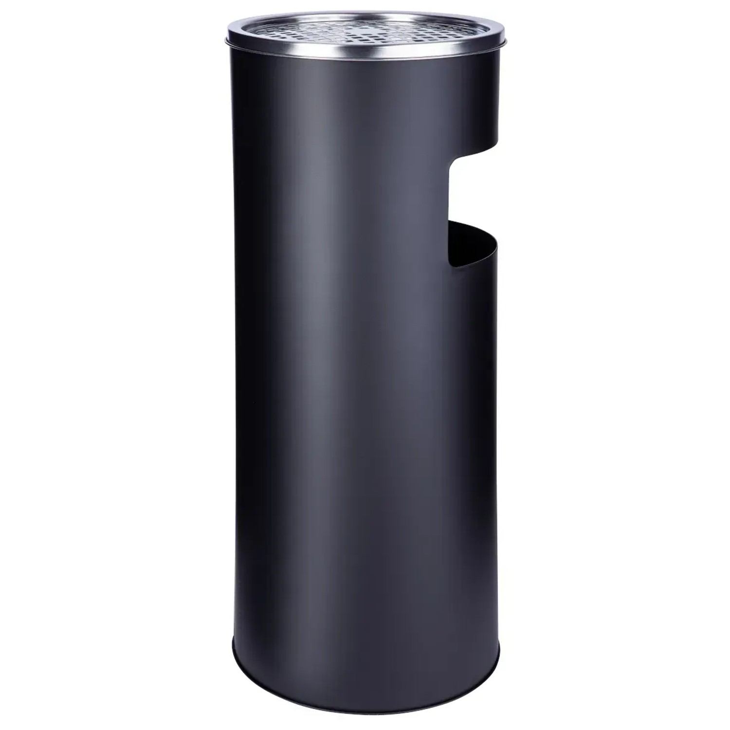Schwarzer Svita Standaschenbecher mit Mülleimer, 30L, 60x25cm, für den Außenbereich.