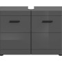 Grauer Waschbeckenunterschrank (80x56x34 cm) mit zwei Türen und Schubladen für Badezimmer.