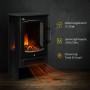 Schwarzer HOMCOM LED Elektrokamin mit realistischen Flammen und Heizfunktion, 74cm hoch. Ideal für 15-20m² Räume.