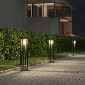 Moderne Lucande Außenleuchte Overa aus Alu, ideal für Gartenwege und Terrassen.