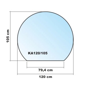 ECOfoxx Funkenschutzplatte Glasbodenplatte Kreisabschnitt 120x105cm Schwarz