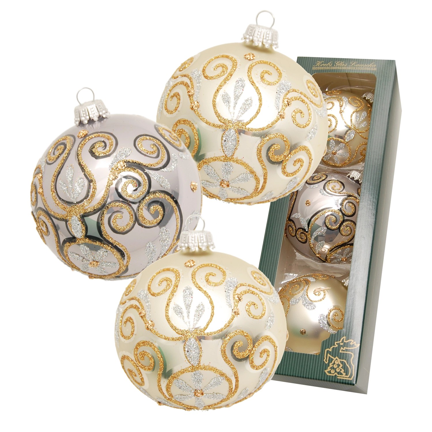 Krebs Glas Lauscha Weihnachtskugeln Gold 3-tlg. 8cm günstig online kaufen