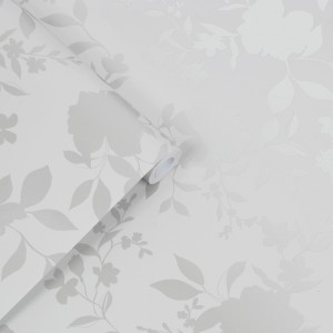Laura Ashley Vliestapete Westbourne Silver mit floralem Muster.