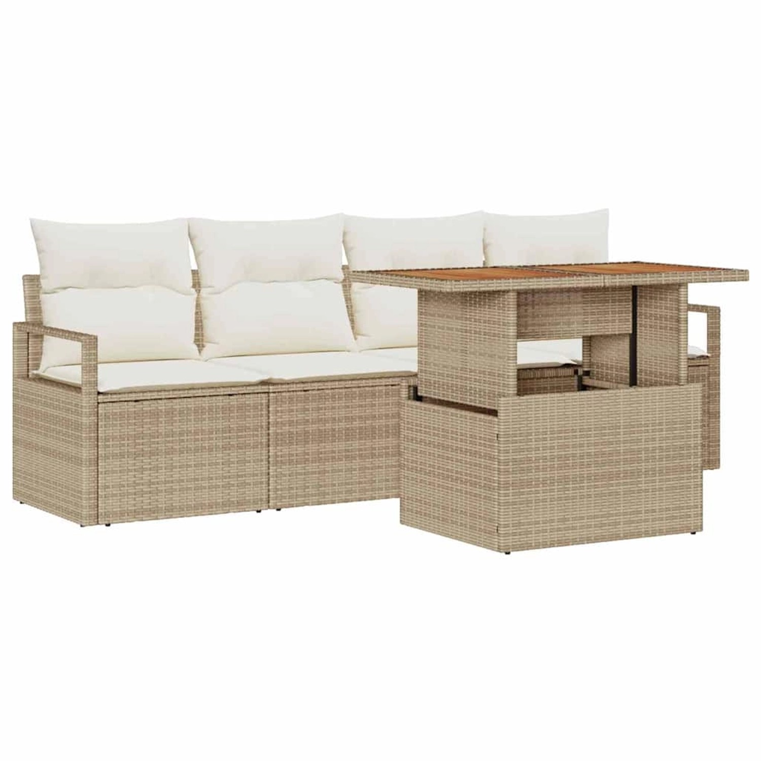 vidaXL Garten-Sofa-Set mit Speicher 5-Tlg Beige Poly Rattan 3358381 günstig online kaufen
