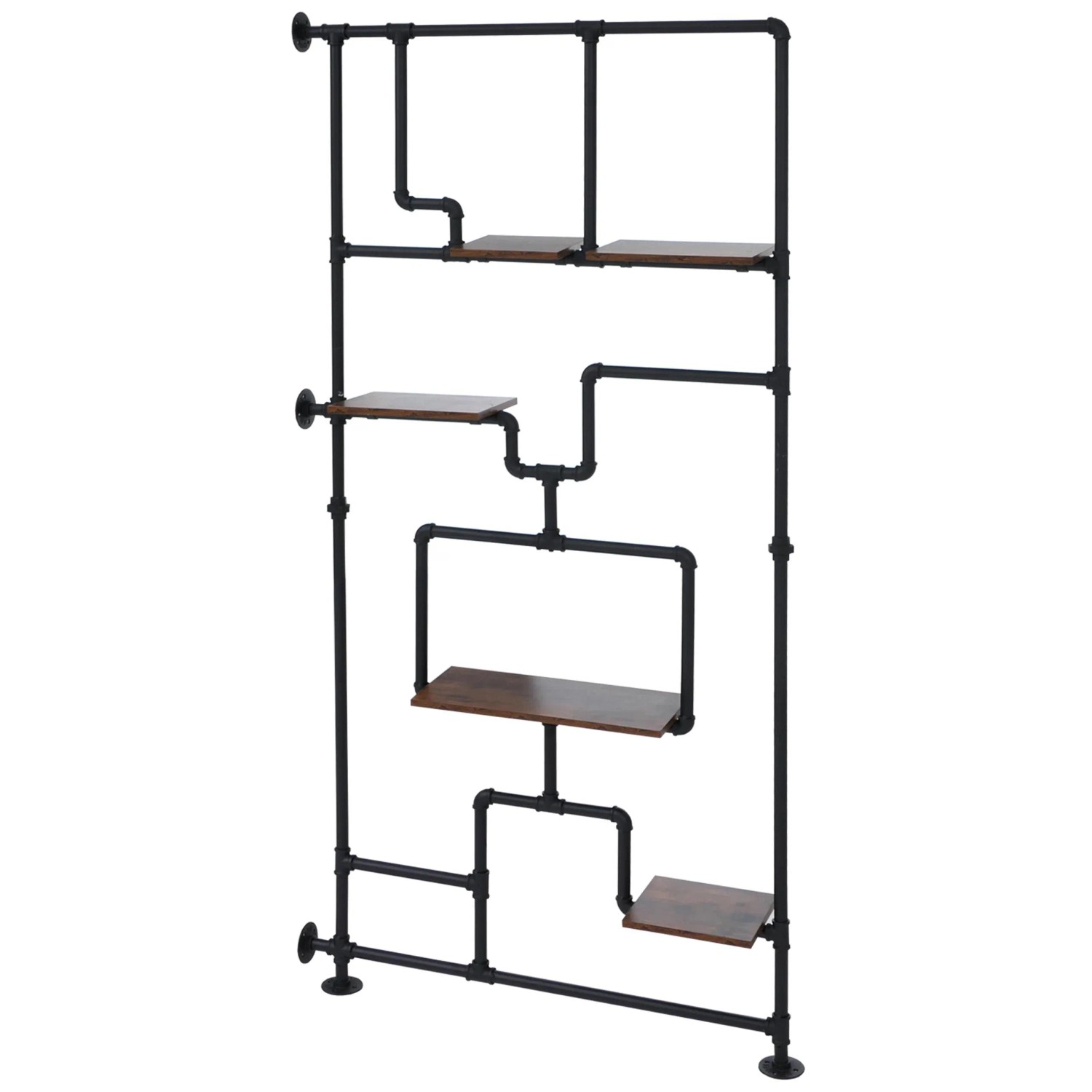 MCW Raumteiler Mit Regal P10 Industrial Metall Melamin 203x100x20cm Dunkelbraun