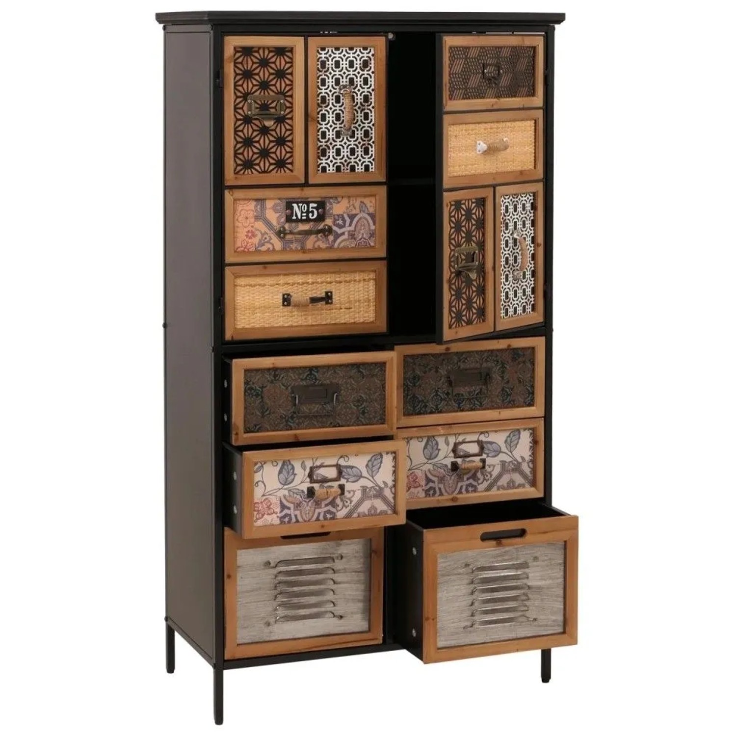MCW Apothekerkommode O80 Natur/Bunt Metalloptik