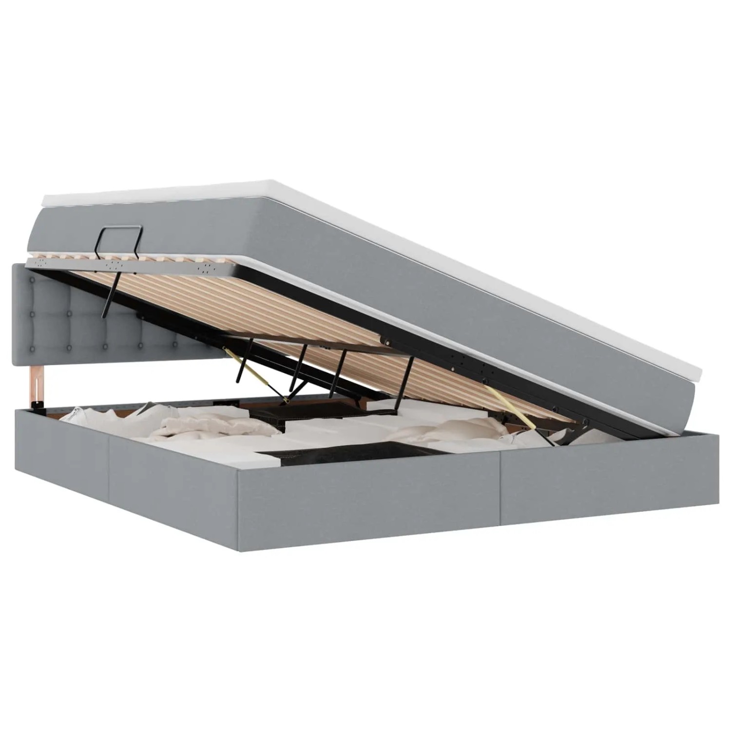 vidaXL Stauraumbett mit Matratze Hellgrau 160 x 200 cm 3370644 günstig online kaufen