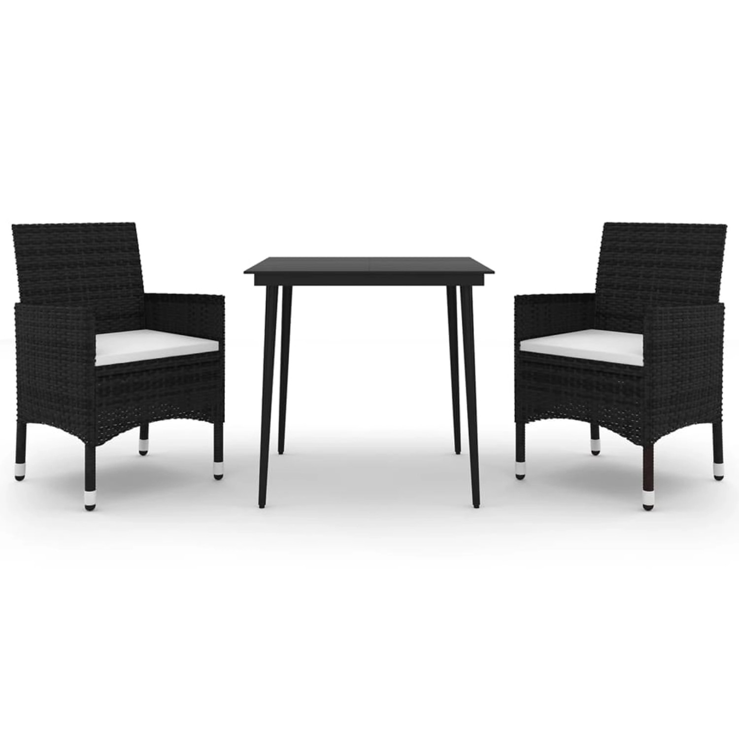 vidaXL 3-Tlg Garten-Essgruppe mit Auflagen Poly Rattan und Glas 3099727
