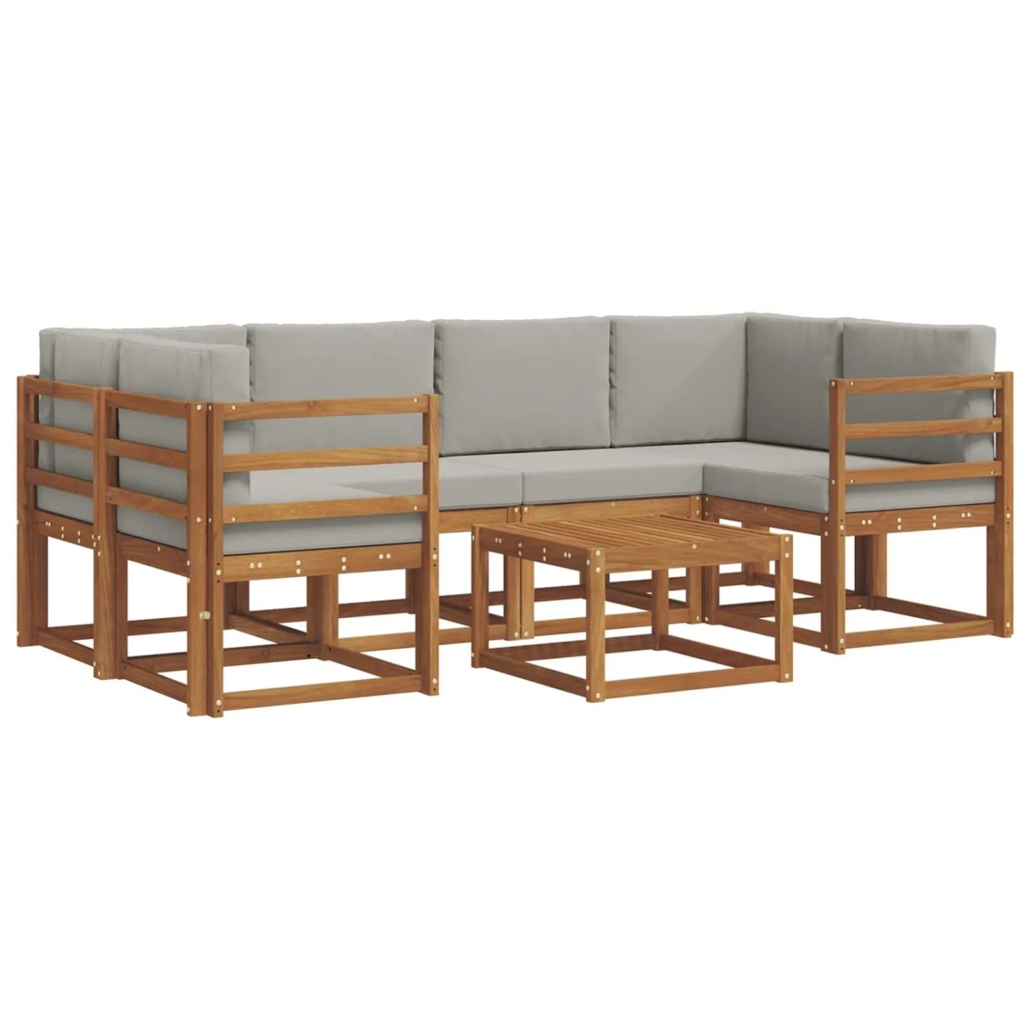 vidaXL Outdoor-Sofagarnitur mit Kissen 7-Tlg Natur und Hellgrau 3366064