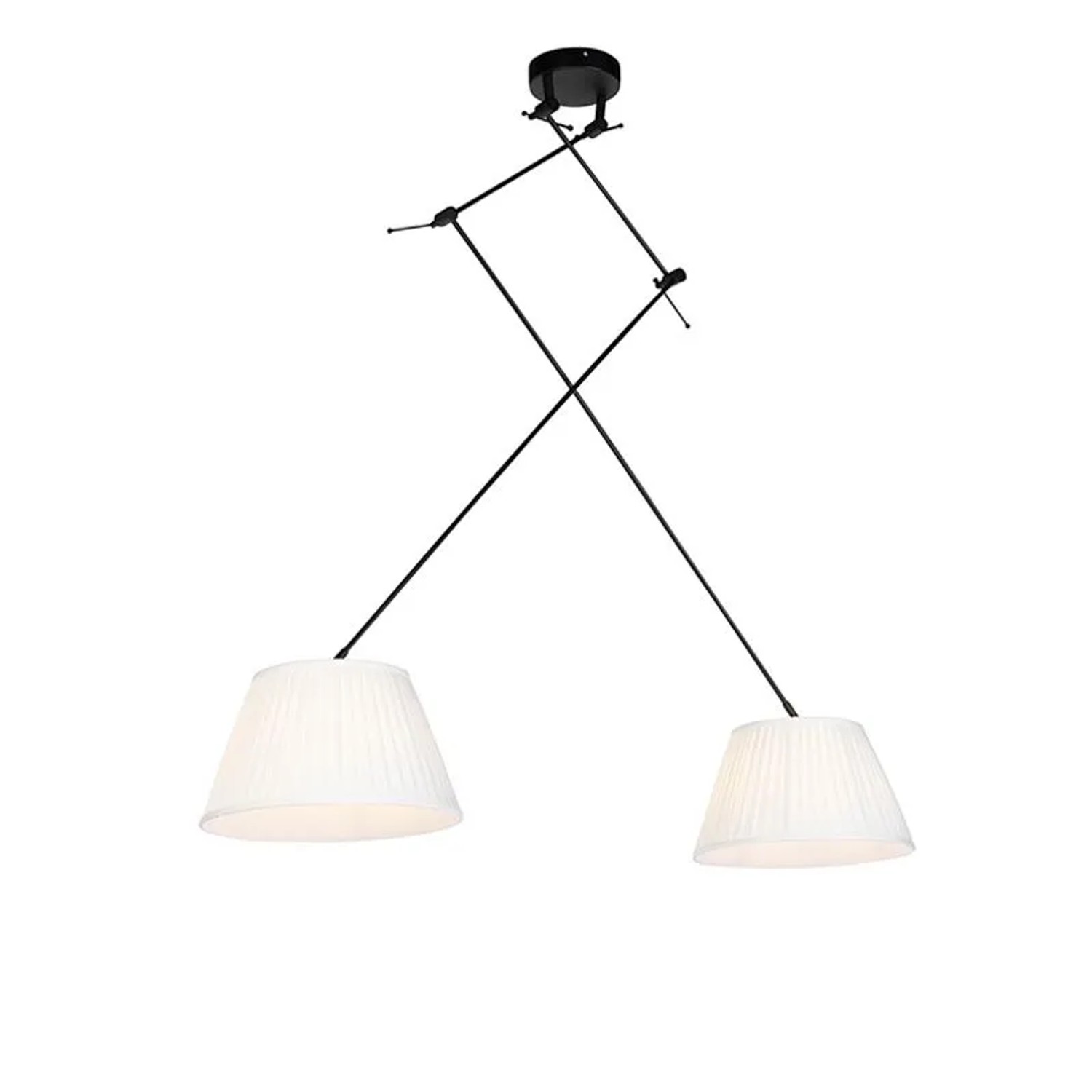 QAZQA Hängelampe mit Plissierten Schatten Creme 35 cm Blitz II Schwarz