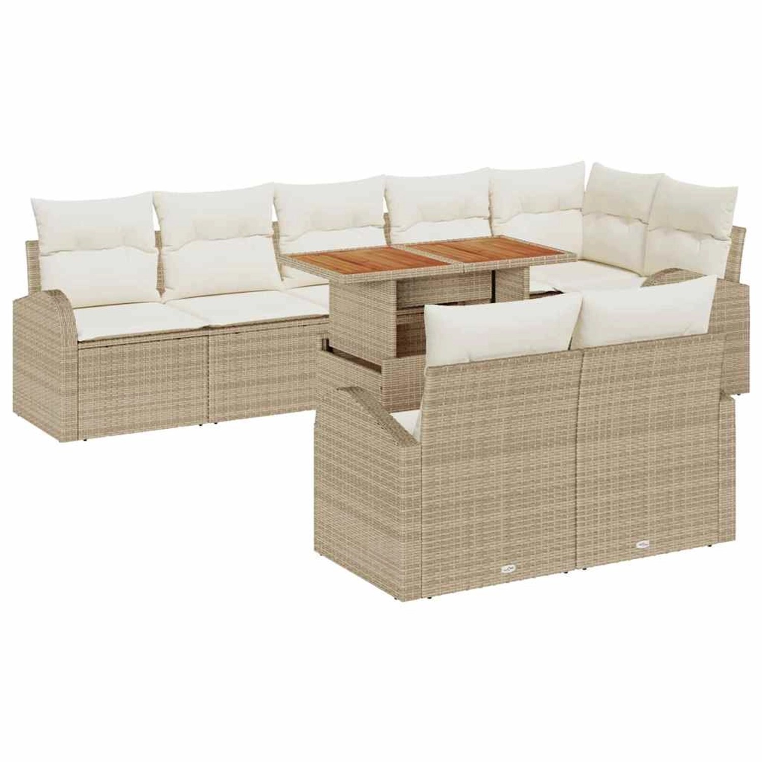 vidaXL Garten-Sofa-Set mit Speicher 9-Tlg Beige Poly Rattan 3358339 günstig online kaufen