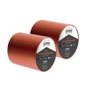 Zwei Rollen Daprona Butylband, 10m x 150mm, Ziegelrot, Dichtband für Reparaturen.