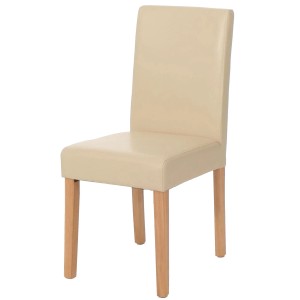 CHEFGASTRO Esszimmerstuhl Klassisch & Zeitlos 90x43x56cm Sitzhöhe 45cm Kunstleder Helle Beine Creme