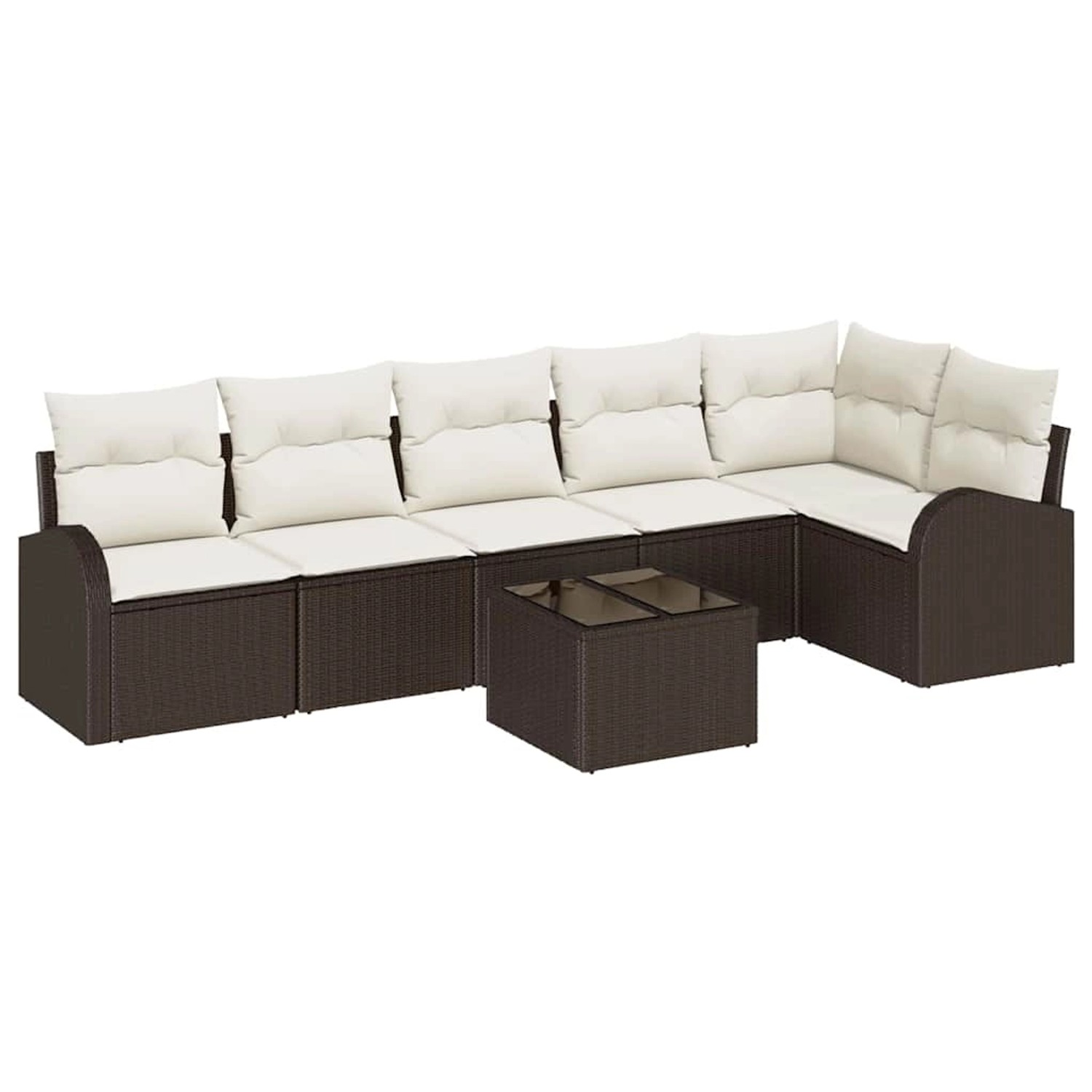 vidaXL Garten-Sofa-Set mit Kissen 7-Tlg Braun Poly Rattan 3346068 günstig online kaufen